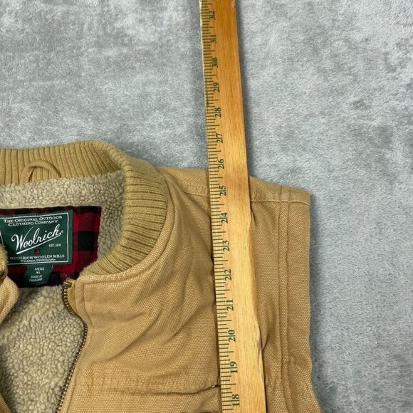 Woolrich Mens Sherpa Lined Canvas Vest XL Wheat Color Outdoor Workwear s013 - Picture 4 of 10